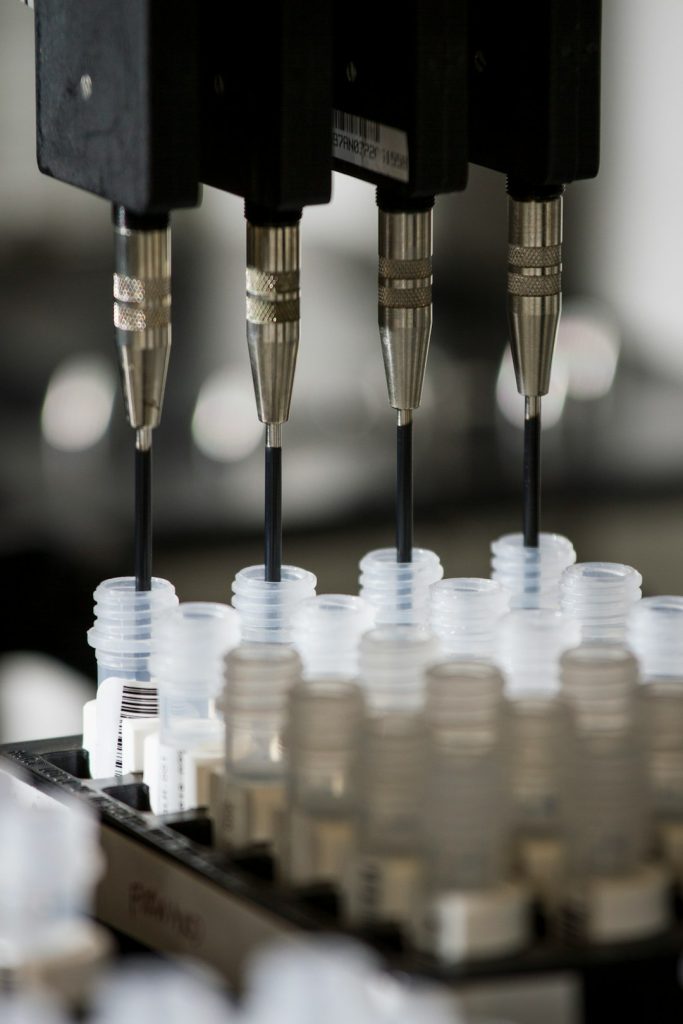 DNA Genotyping and Sequencing. A selection of DNA samples for amplification at the Cancer Genomics Research Laboratory, part of the National Cancer Institutes Division of Cancer Epidemiology and Genetics (DCEG).